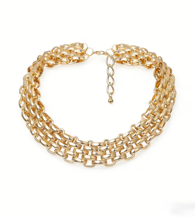 حقل قلادة متعددة السلاسل مطلية ذهب 24 كارات، قلادة للسيدات والنساء والفتيات، مناسبة للارتداء خلال عيد الفطر. - Image 1